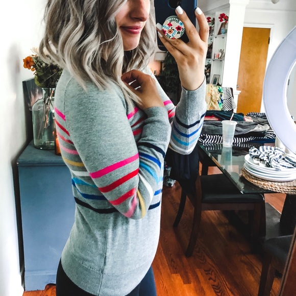 GAP Grey Multicolor Striped Sweater XS - Picture 5 of 8